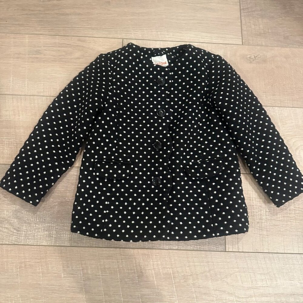CAT & JACK GIRLS BLACK AND WHITE PEA COAT 4T
